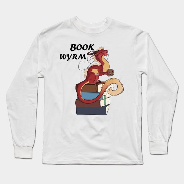 Book Wyrm Long Sleeve T-Shirt by Ink Raven